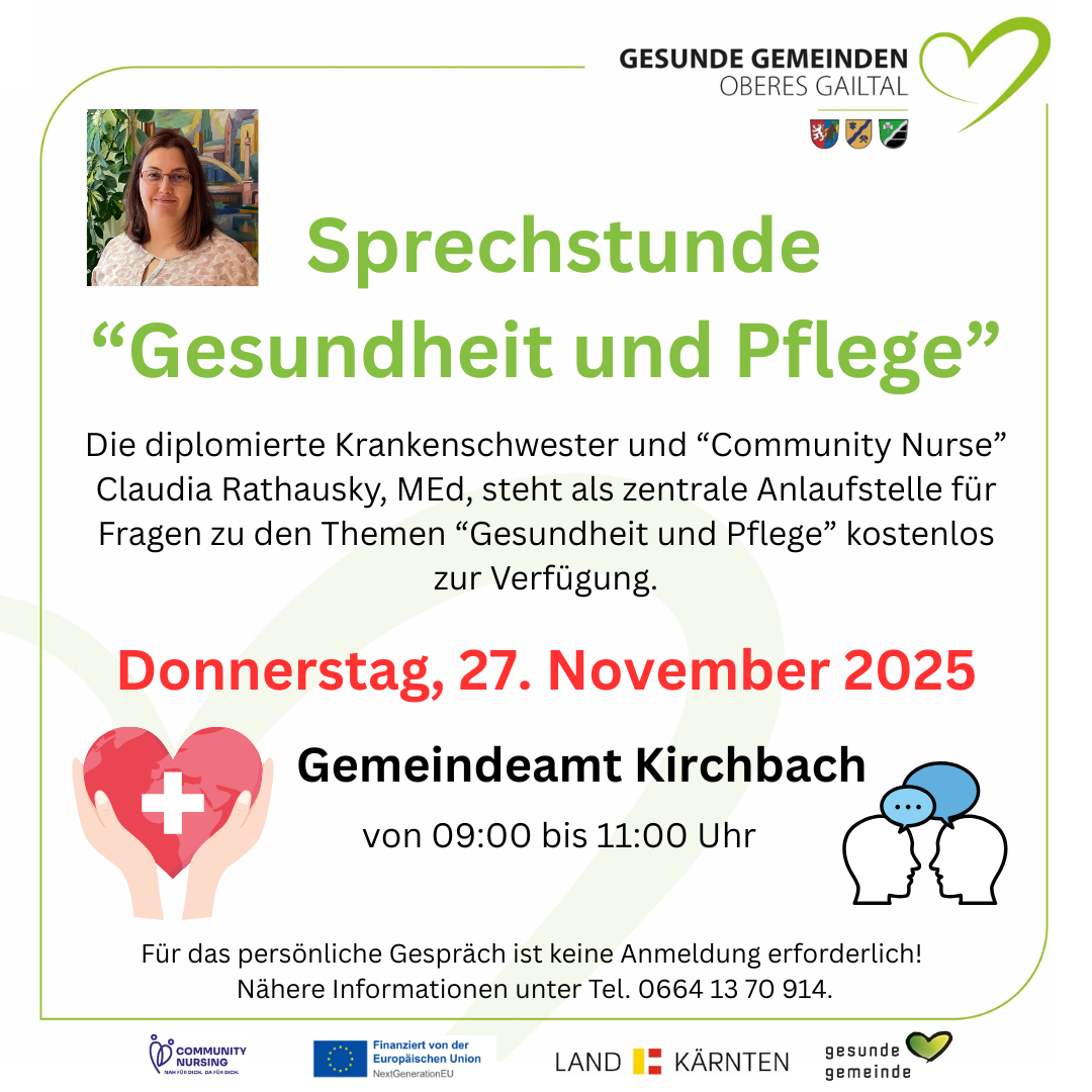 Sprechstunde Gesundheit und Pflege - 27.11.2025 Sprechstunde Gesundheit und Pflege - 27.11.2025